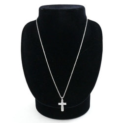 BVLGARI Bulgari K18WG White Gold Latin Cross Necklace Diamond 9.3g 44cm Women's