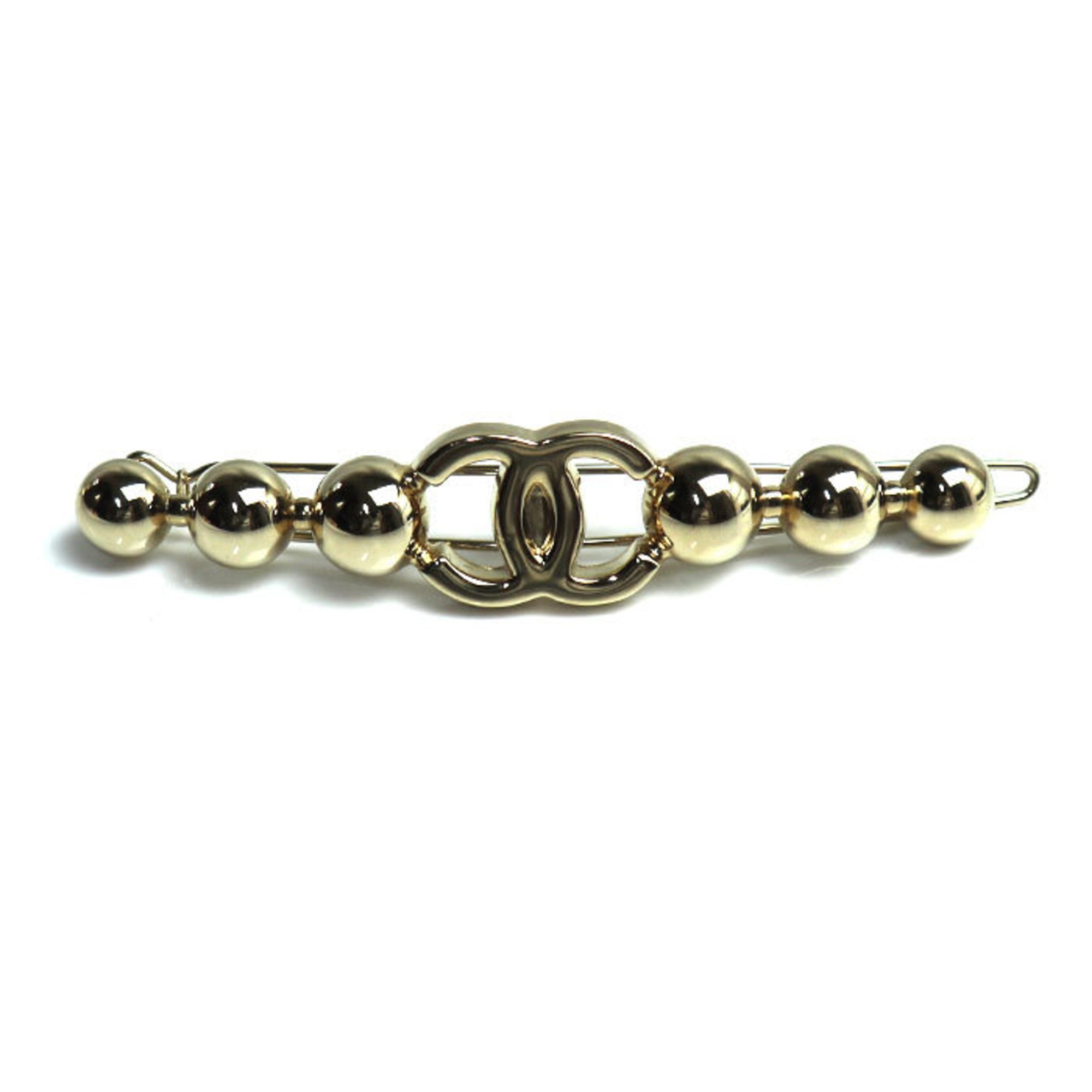 CHANEL Metal Coco Mark Gold Hair Clip Barrette for Women