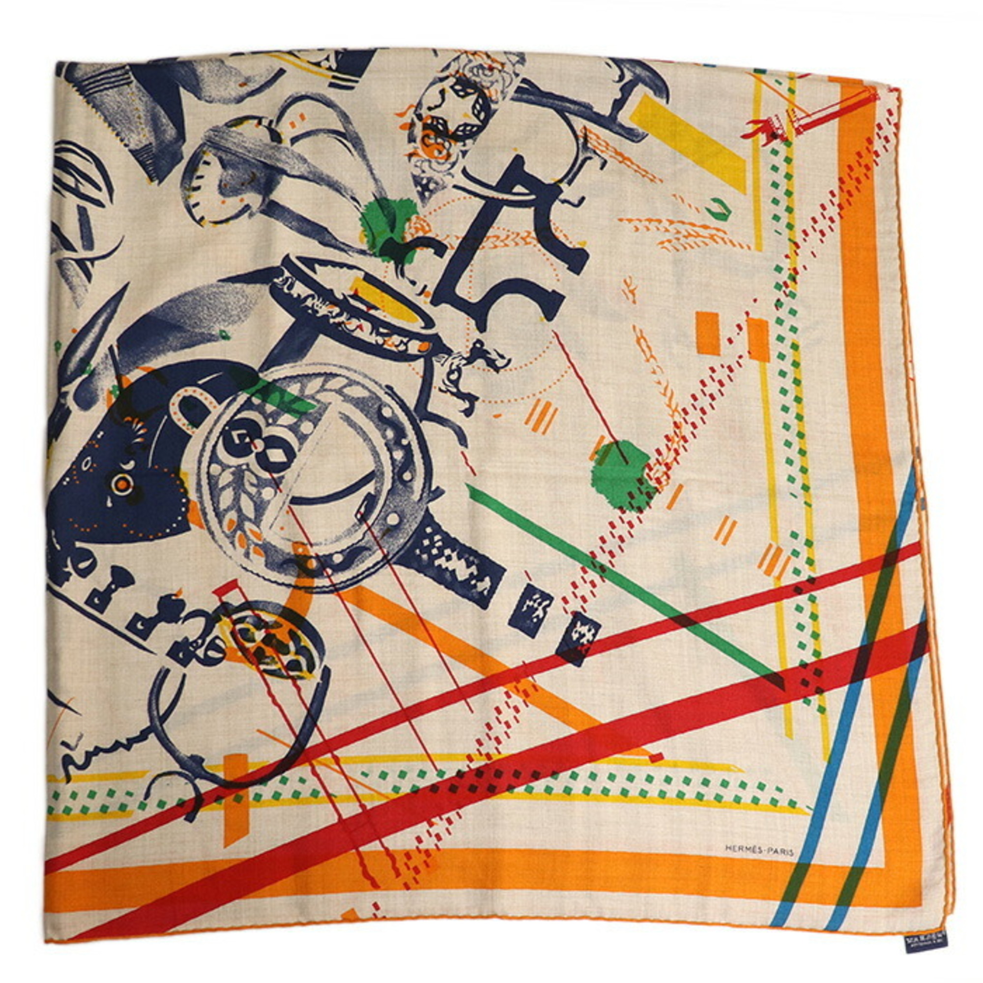 HERMES Hermes Carre Geant 140 Etrier Collaboration Scarf Muffler 213440S Women's