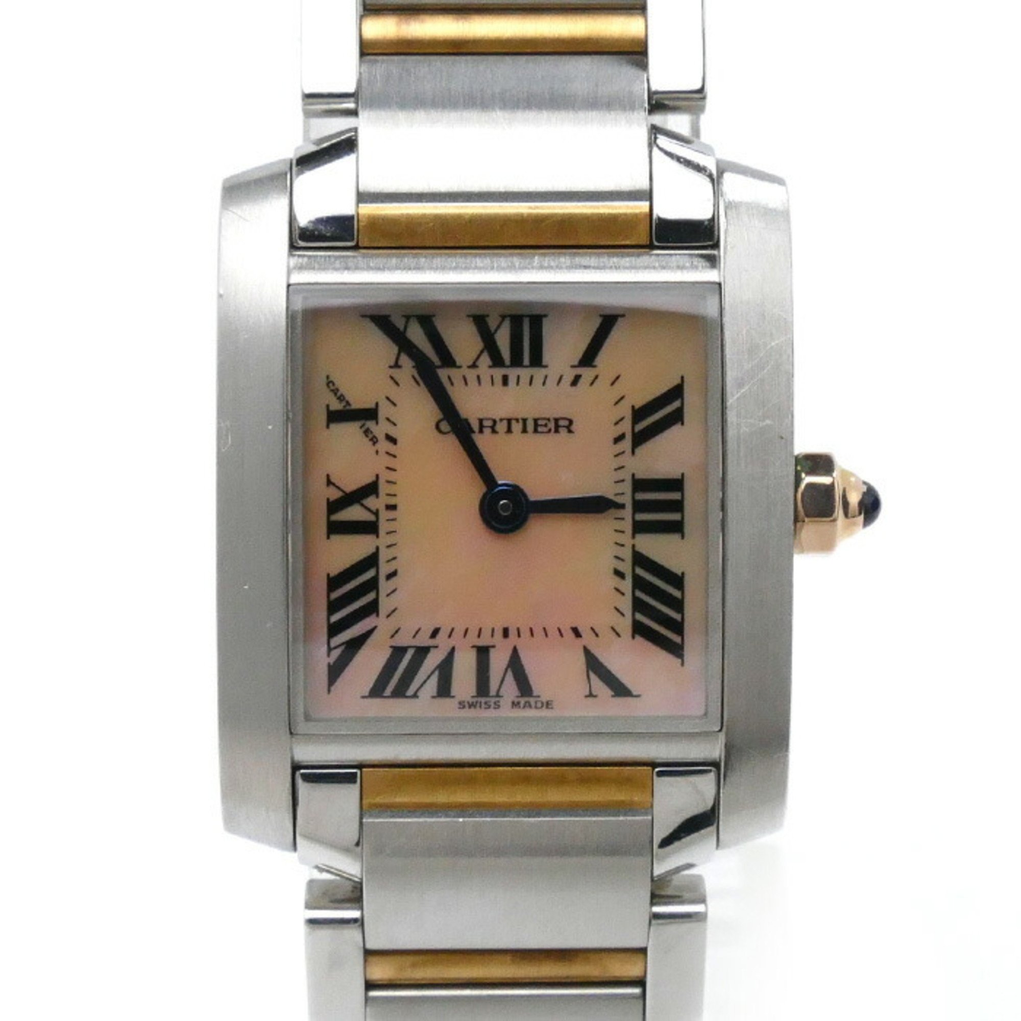 CARTIER Tank Francaise SM Watch Battery Operated W51027Q4 Pink Shell Dial Ladies