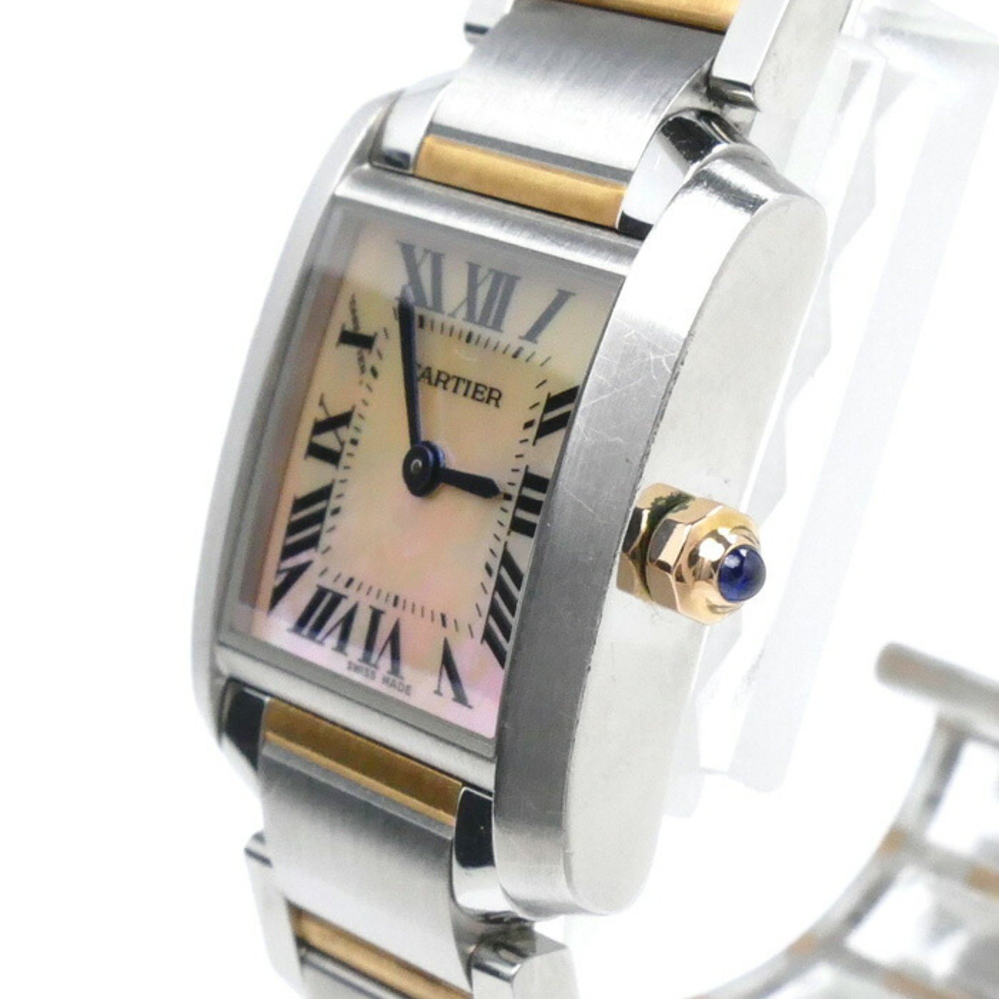 CARTIER Tank Francaise SM Watch Battery Operated W51027Q4 Pink Shell Dial Ladies