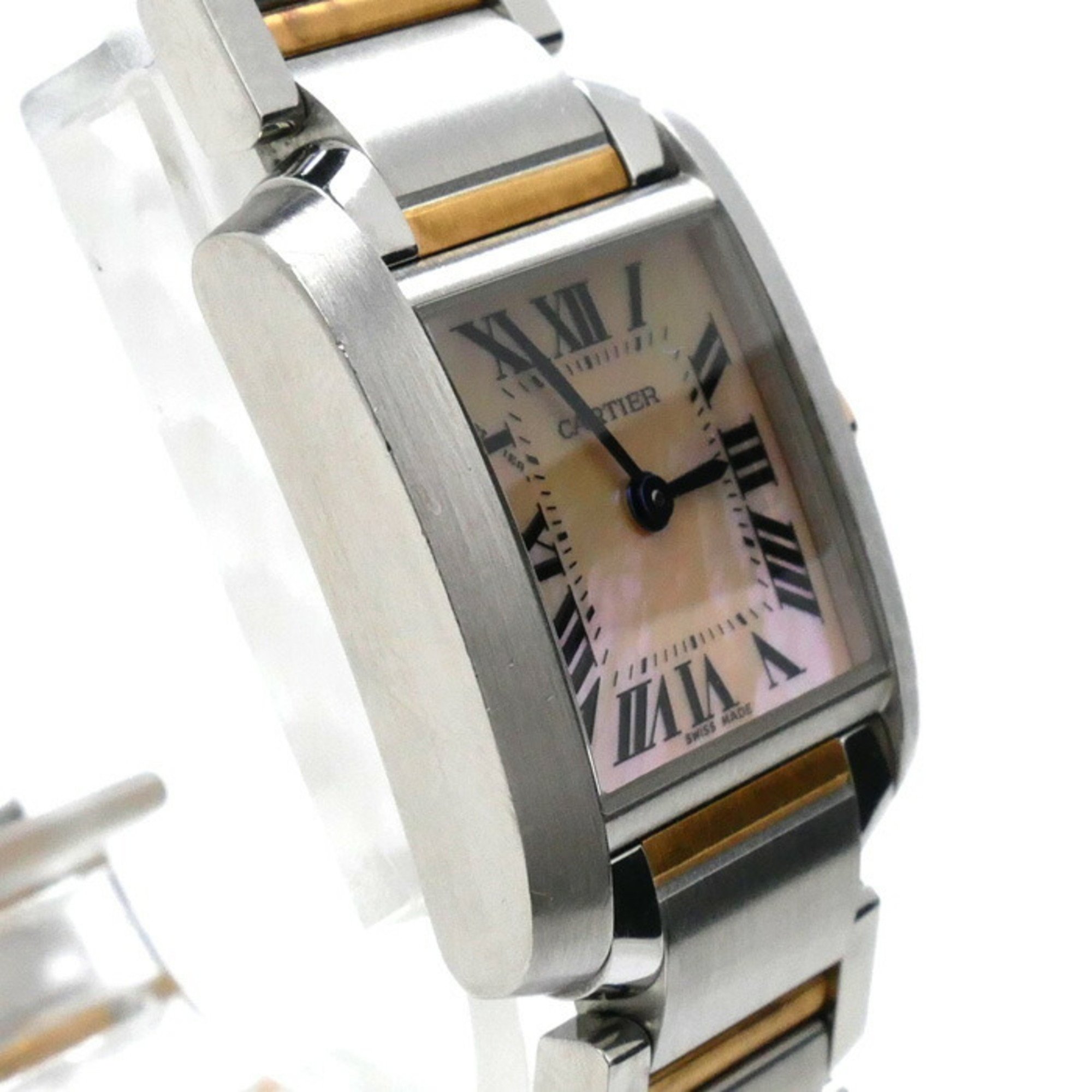 CARTIER Tank Francaise SM Watch Battery Operated W51027Q4 Pink Shell Dial Ladies