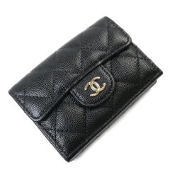 CHANEL Timeless Classic Small Wallet Tri-fold Black AP0230 Women's