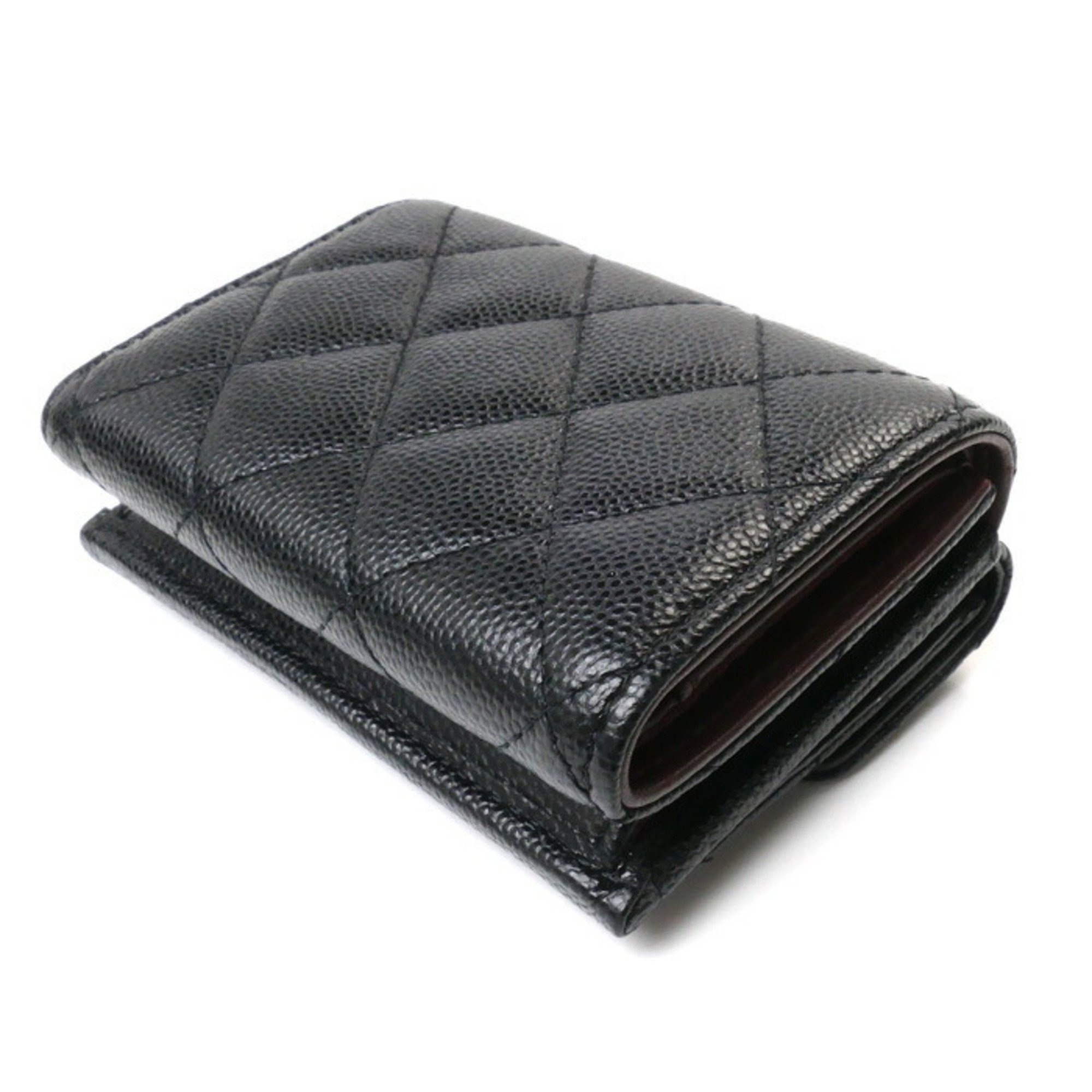 CHANEL Timeless Classic Small Wallet Tri-fold Black AP0230 Women's