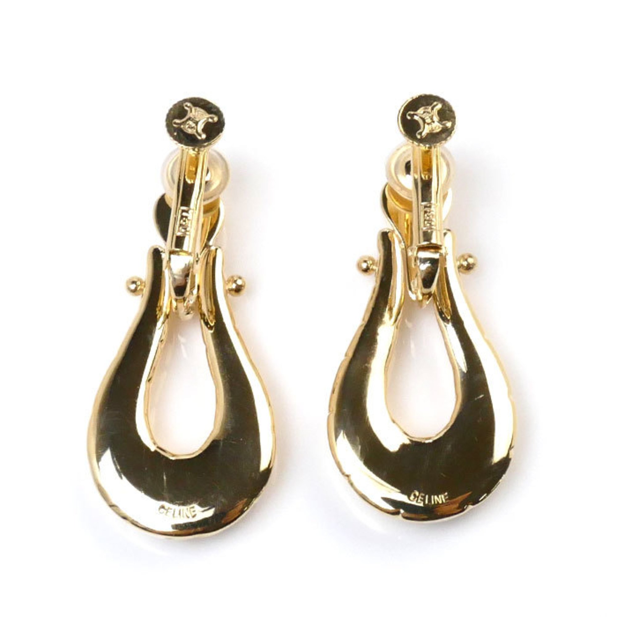 CELINE K18YG Yellow Gold Earrings 9.3g Screw Spring Type Women's