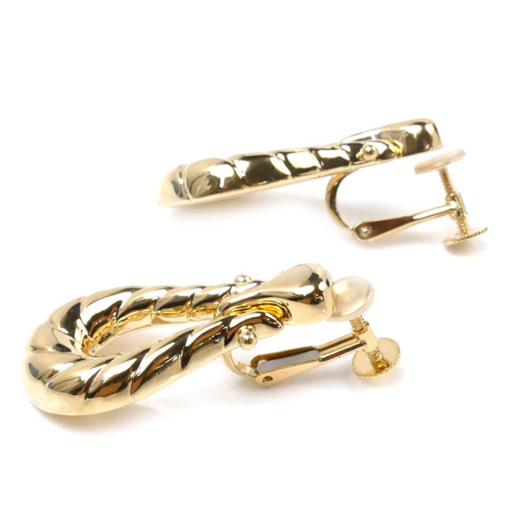 CELINE K18YG Yellow Gold Earrings 9.3g Screw Spring Type Women's