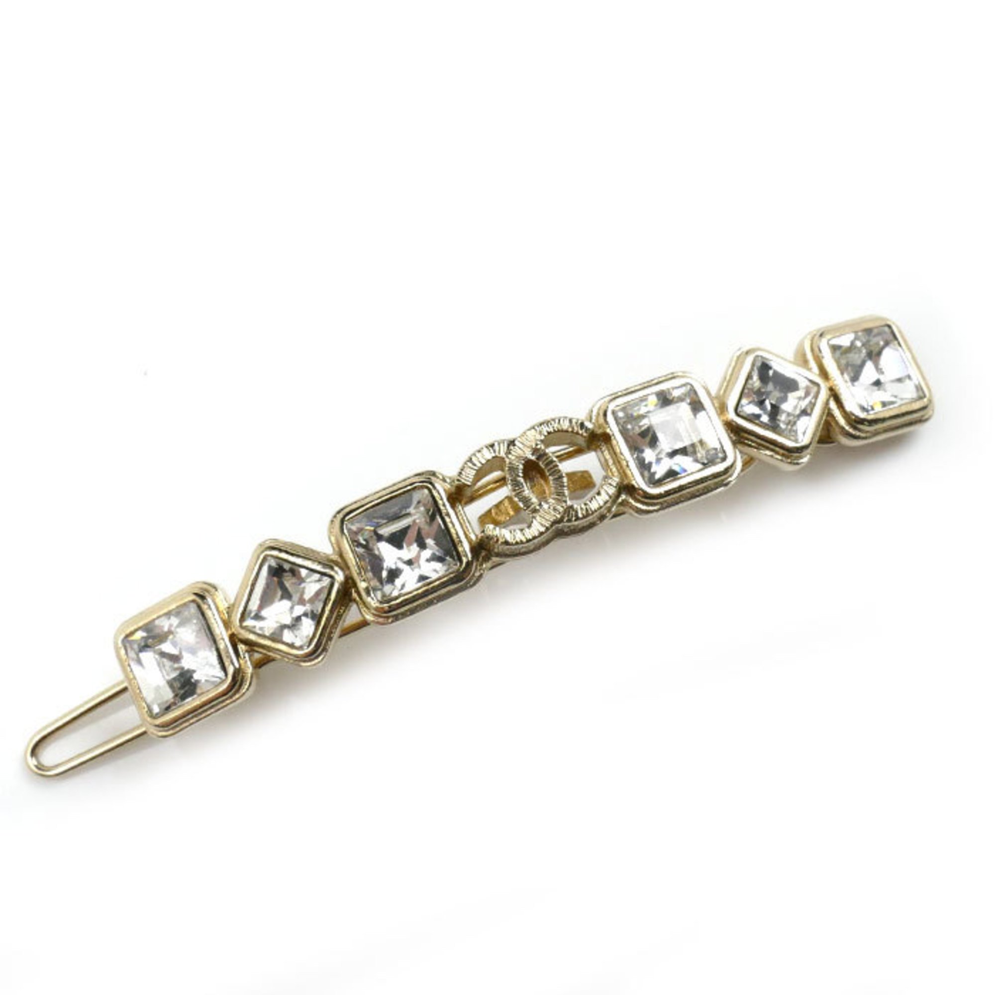 CHANEL Metal Coco Mark Rhinestone Barrette for Women