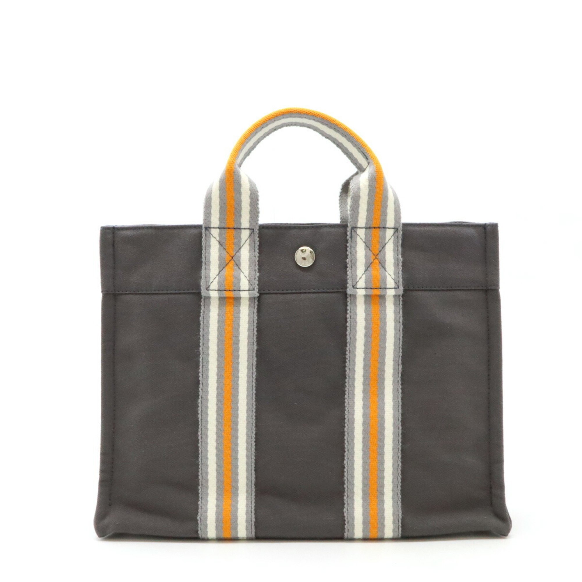 HERMES Hermes Foul Tote PM Bag Handbag Canvas Gray Orange White Ginza Store Exclusive