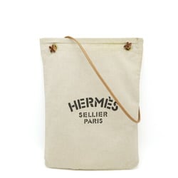 HERMES Hermes Sac Aline GM Shoulder Bag Toile Chevron Leather Natural Camel