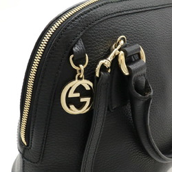 GUCCI Interlocking G Handbag Shoulder Bag Leather Black 449662