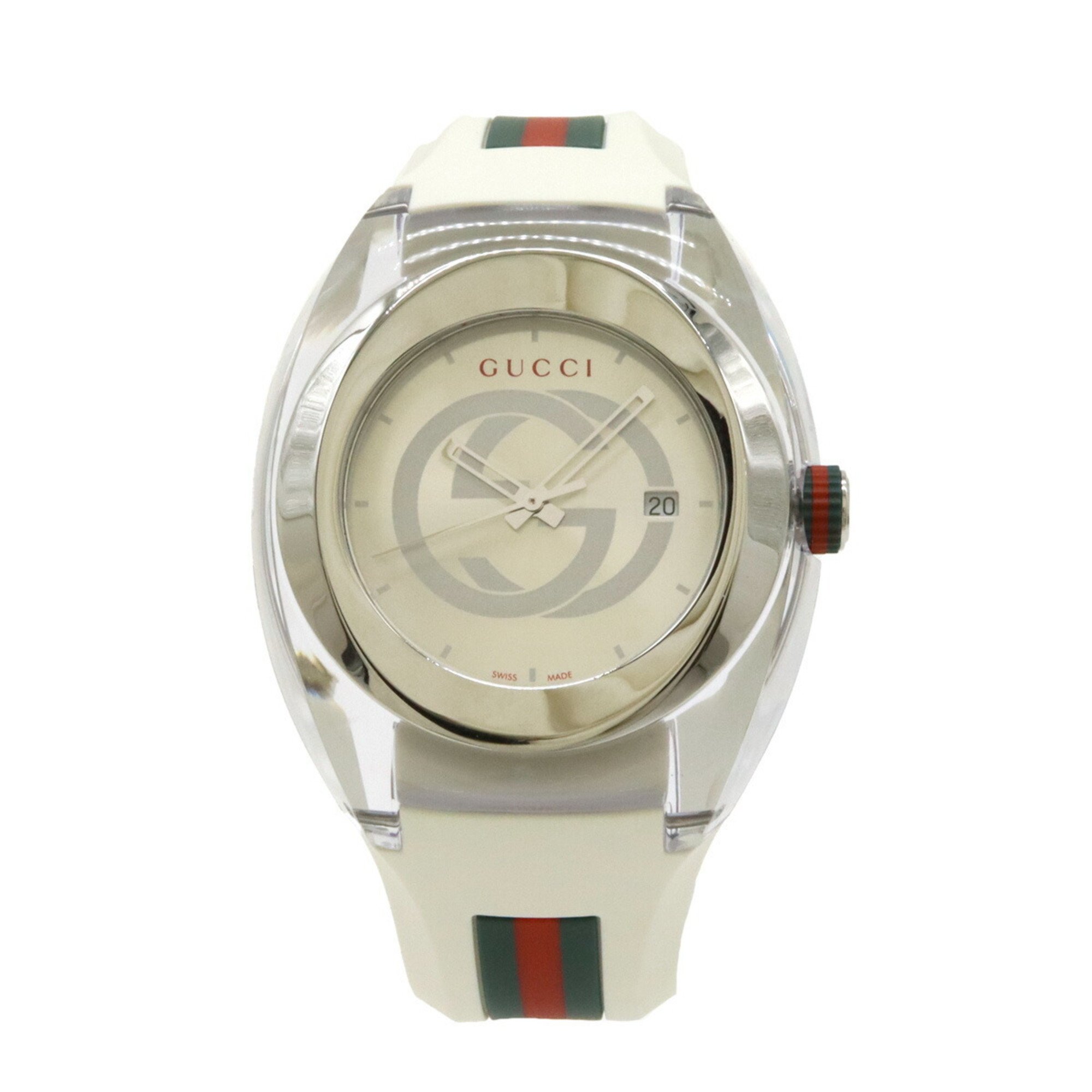 GUCCI Gucci Sync Interlocking G Shelly Silver Dial SS Rubber Men's Quartz Watch 137.1 YA137102A