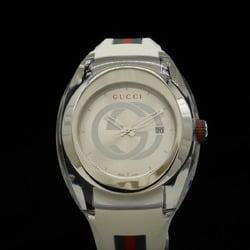 GUCCI Gucci Sync Interlocking G Shelly Silver Dial SS Rubber Men's Quartz Watch 137.1 YA137102A