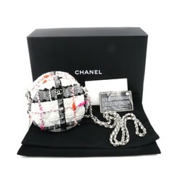 CHANEL Round Classic Chain Shoulder Bag AP0245 Tweed Multi Women's