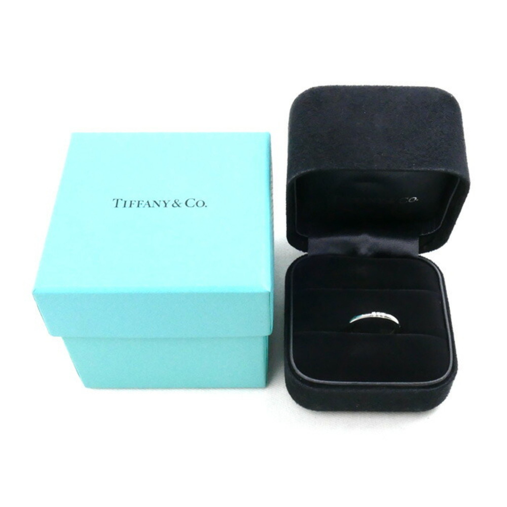 TIFFANY & Co. Tiffany Pt950 Platinum Classic Band 3P Diamond Ring, Diamond, Size 7.5, 3.4g, Women's