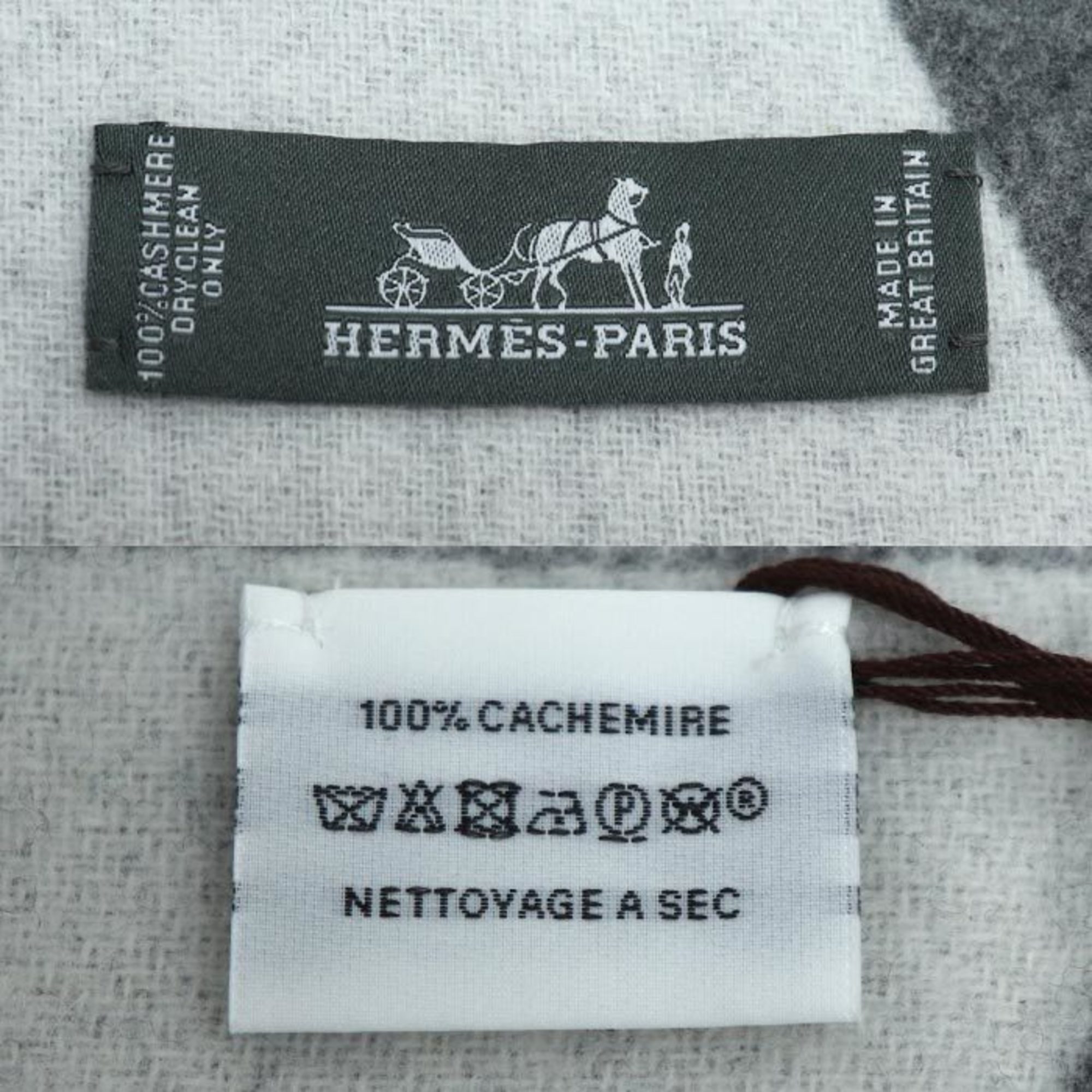 HERMES Hermes Kazak Optic Scarf Grey White Unisex