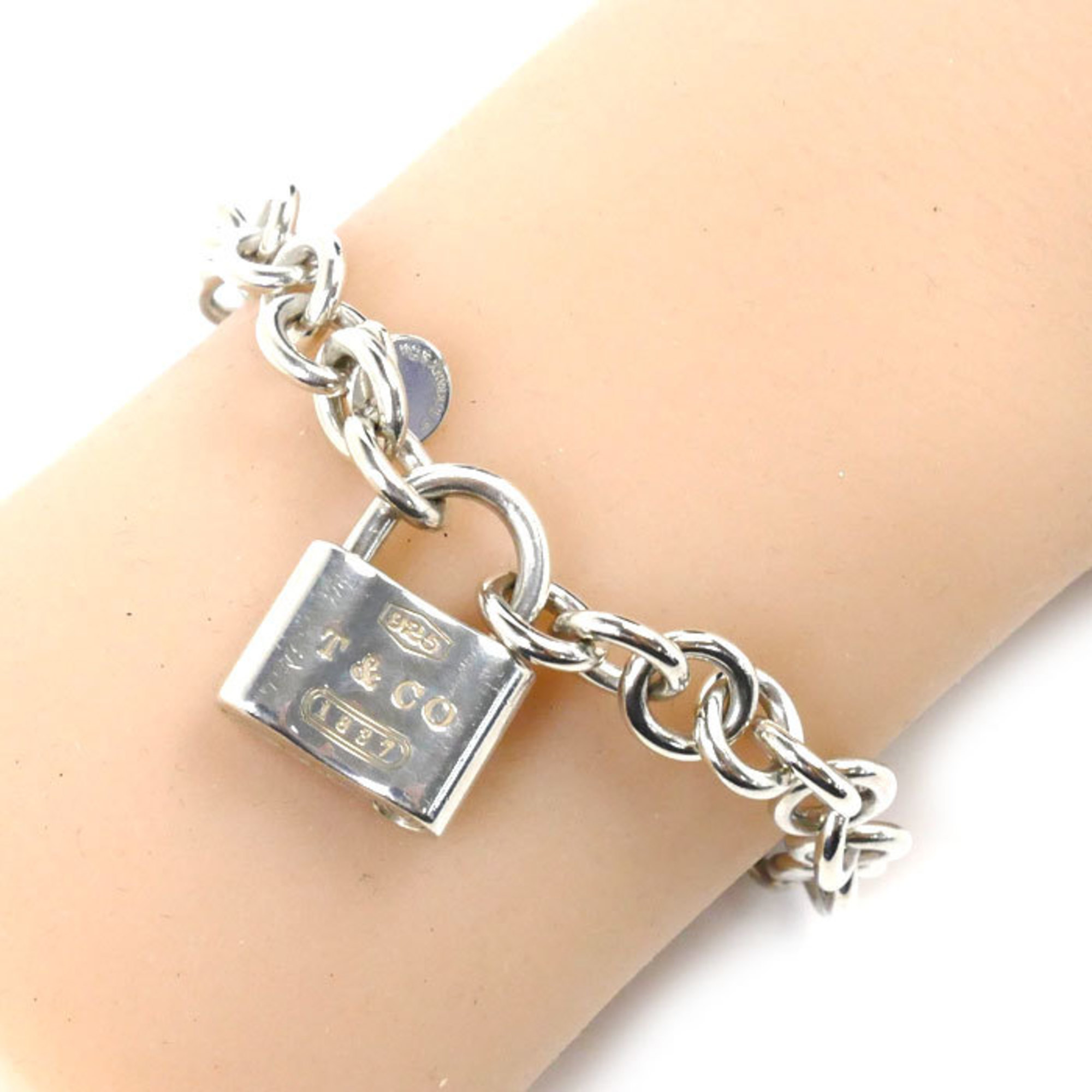 TIFFANY&Co. Tiffany Silver 925 Padlock Bracelet 24.0g 18cm Women's