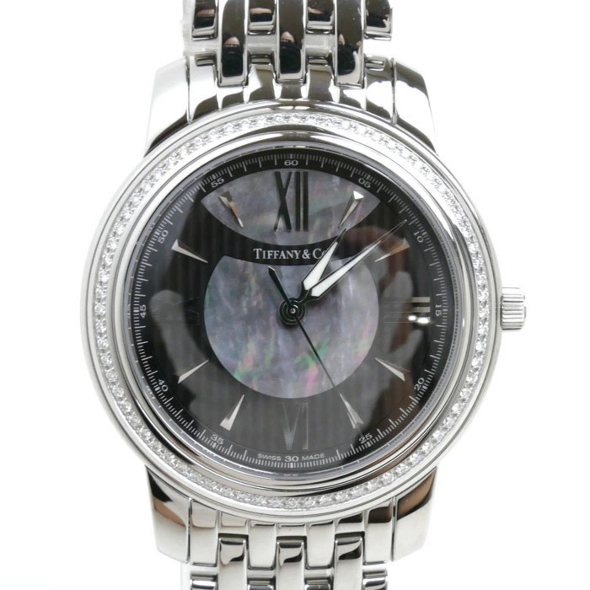 TIFFANY&Co. Tiffany Mark Bezel Diamond Watch Battery Operated Z0046.17.10B90A00A Men's