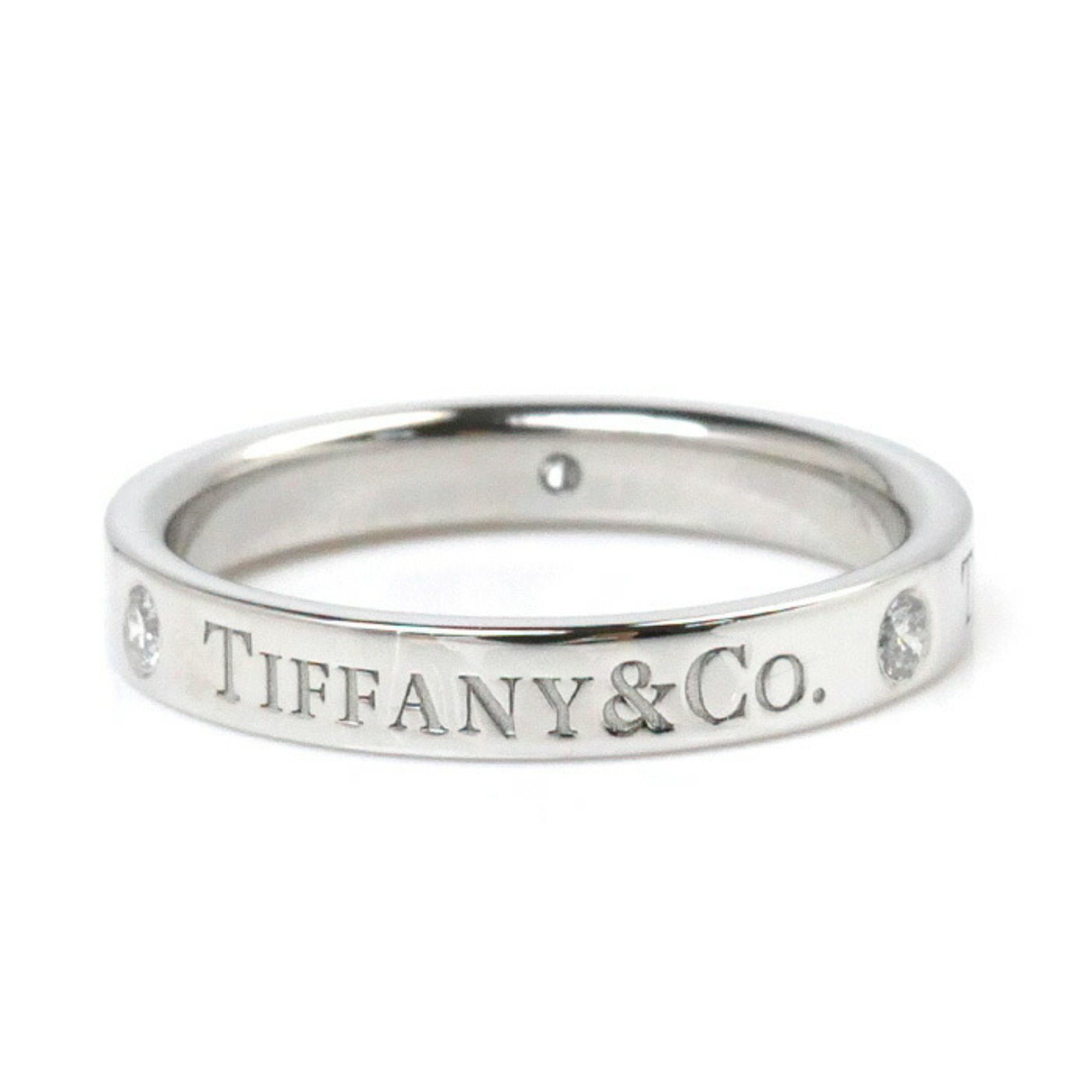 TIFFANY&Co. Tiffany Pt950 Platinum Flat Band 3P Diamond Ring 60001881 Size 9 4.5g Women's