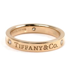 TIFFANY&Co. Tiffany K18PG Pink Gold Flat Band 3P Diamond Ring Size 7.5 3.4g Women's