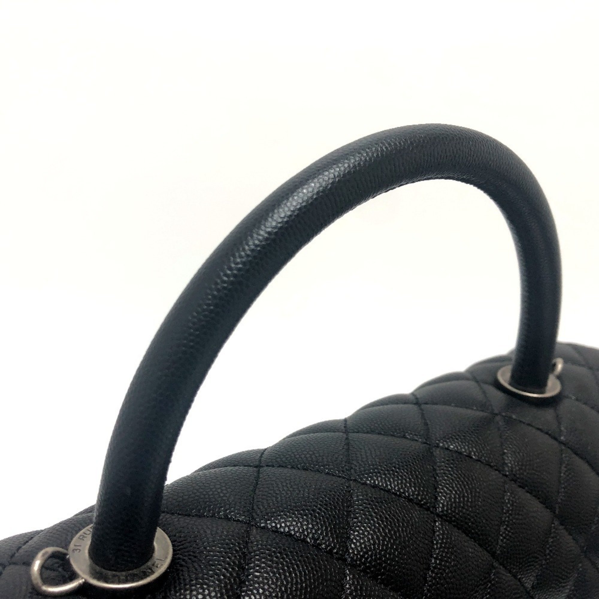 CHANEL A92991 Coco Handle 32 Large Bag Shoulder Handbag Caviar Skin Women's Black