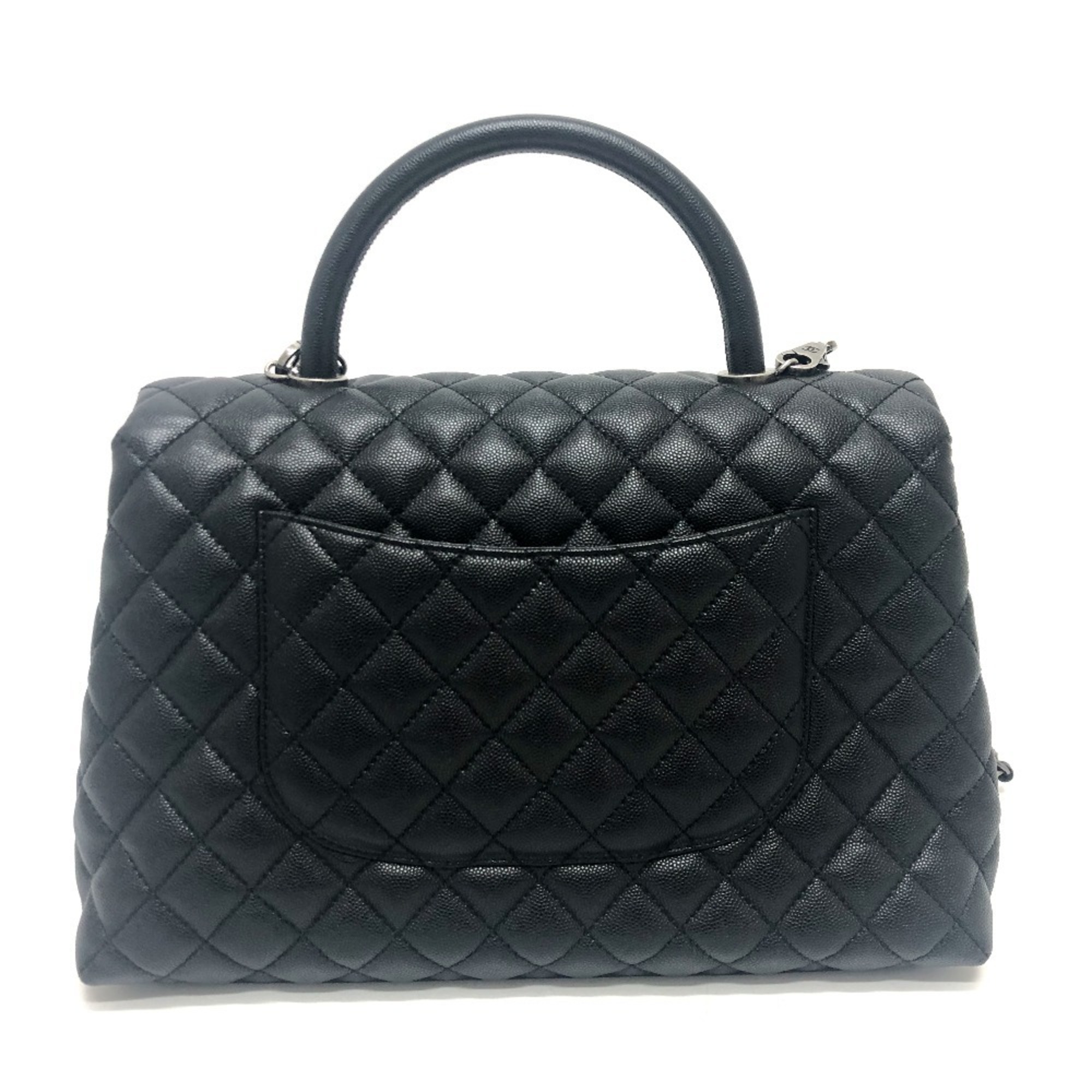 CHANEL A92991 Coco Handle 32 Large Bag Shoulder Handbag Caviar Skin Women's Black