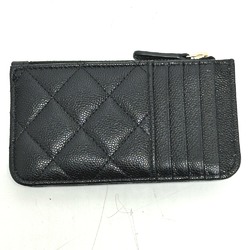 CHANEL AP2570 Coco Mark Matelasse Classic Zip Business Card Holder/Card Case Wallet/Coin Caviar Skin Women's Black