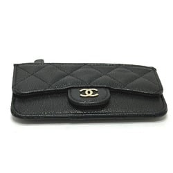 CHANEL AP2570 Coco Mark Matelasse Classic Zip Business Card Holder/Card Case Wallet/Coin Caviar Skin Women's Black