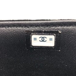 CHANEL Velour Matelasse Rhinestone Chain Shoulder Bag Women's Black