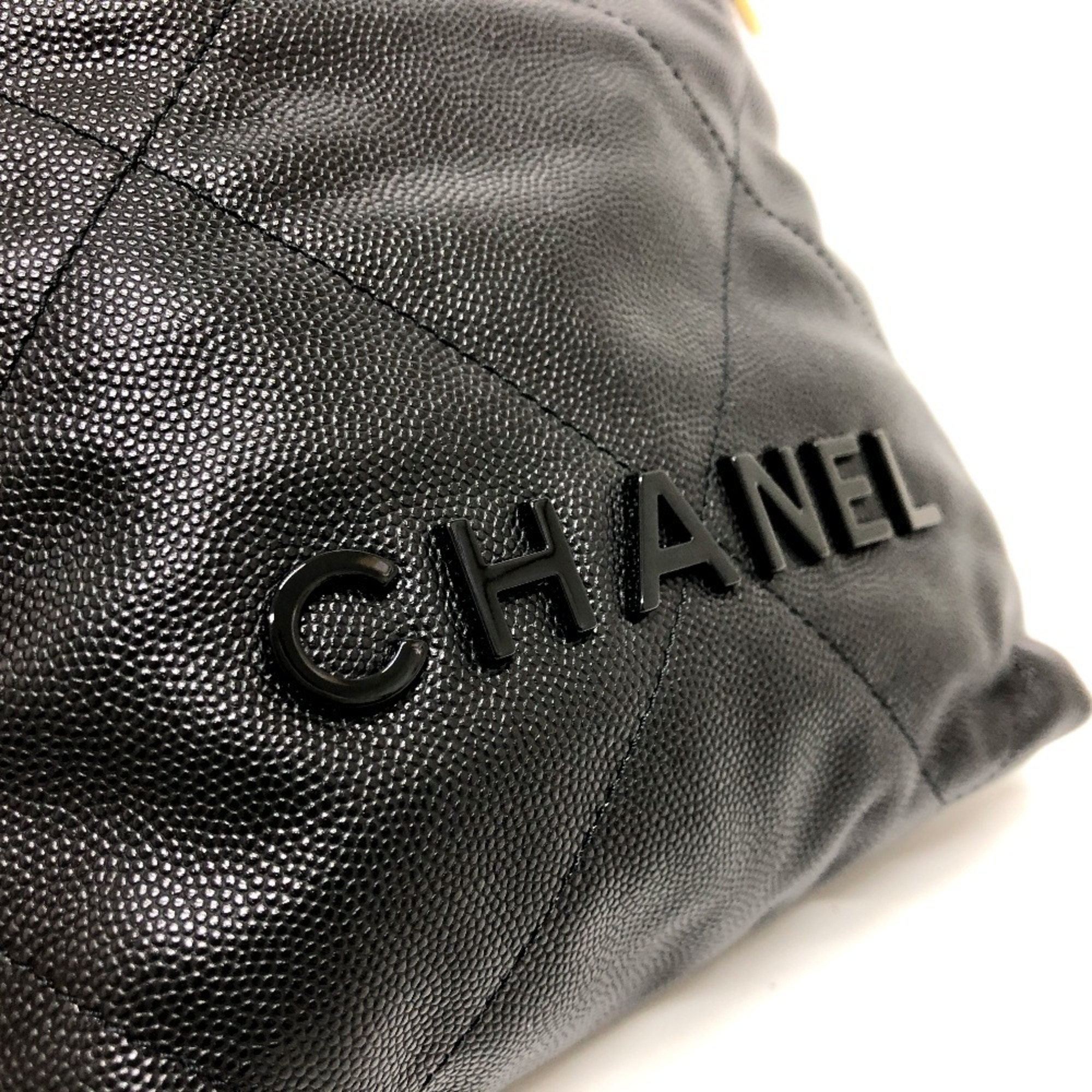 CHANEL AS3980 Matelasse Chanel 22 So Black Bag Shoulder Handbag Caviar Skin Women's