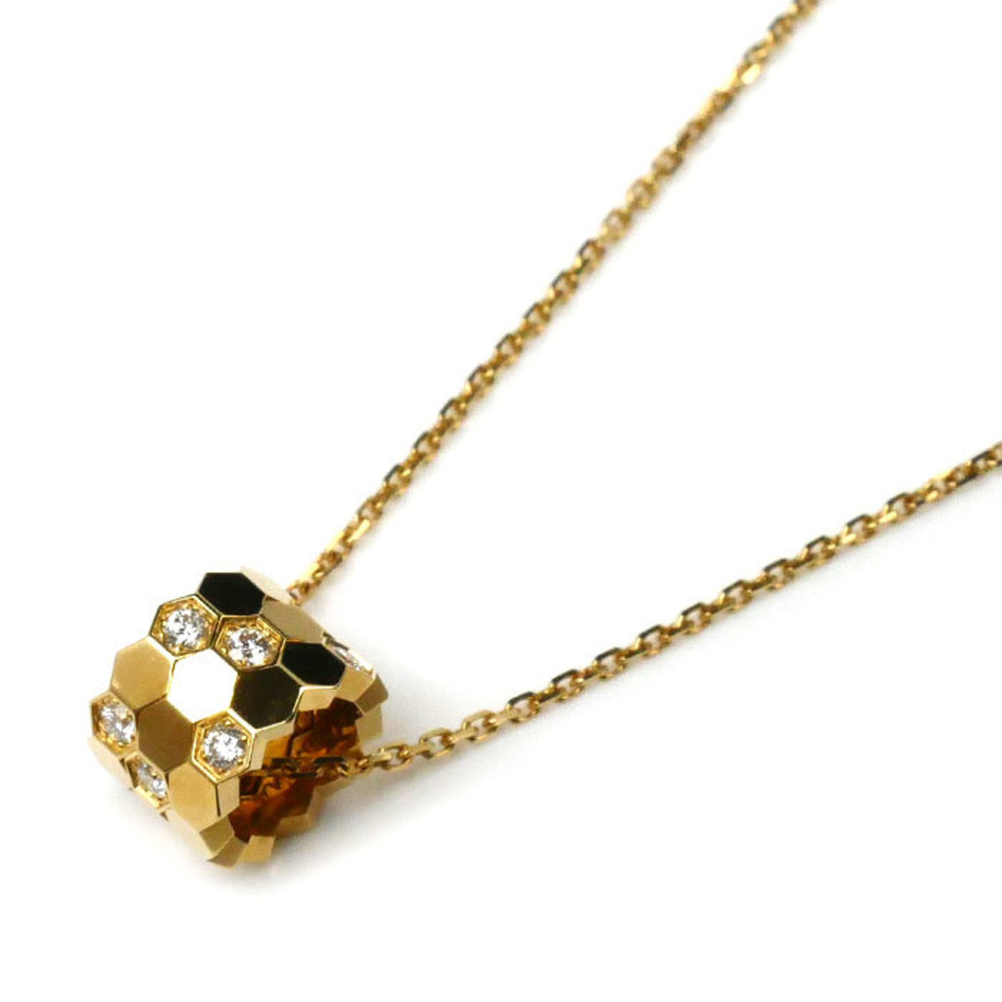 Chaumet K18YG Yellow Gold Be My Love Honeycomb Small Diamond Necklace 085439 4.3g 38-40-42cm Women's