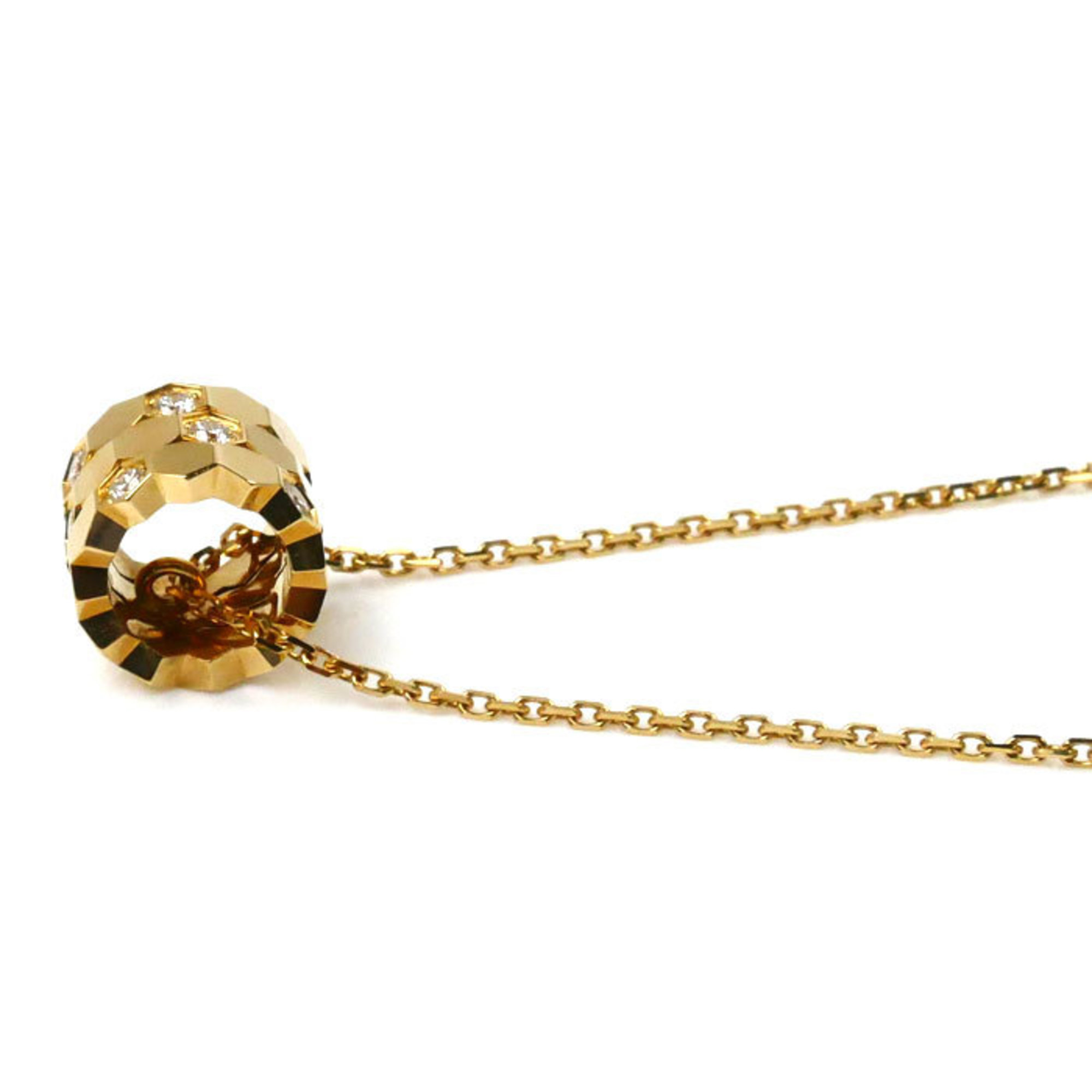 Chaumet K18YG Yellow Gold Be My Love Honeycomb Small Diamond Necklace 085439 4.3g 38-40-42cm Women's