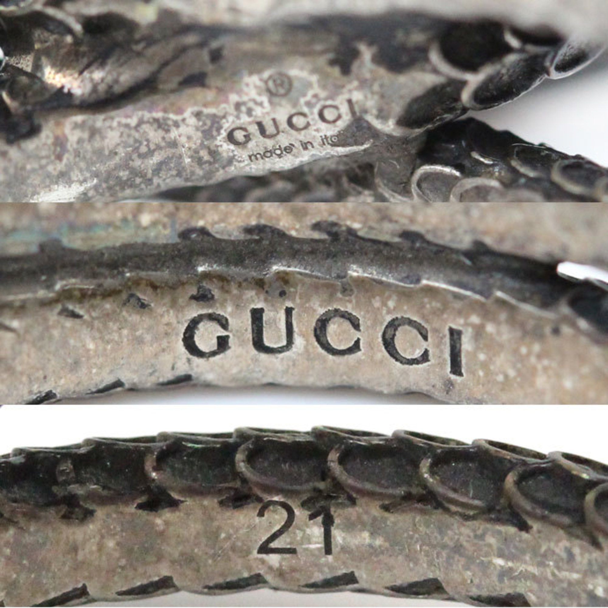 GUCCI Gucci Silver 925 Garden Snake Ring 525177 Size 20 11.0g Men's