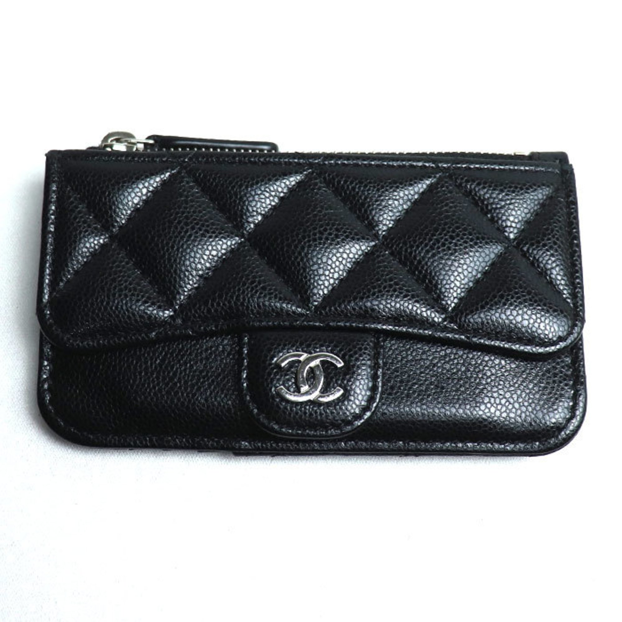 CHANEL Classic Line Card Case Coin Black AP2570 Women's