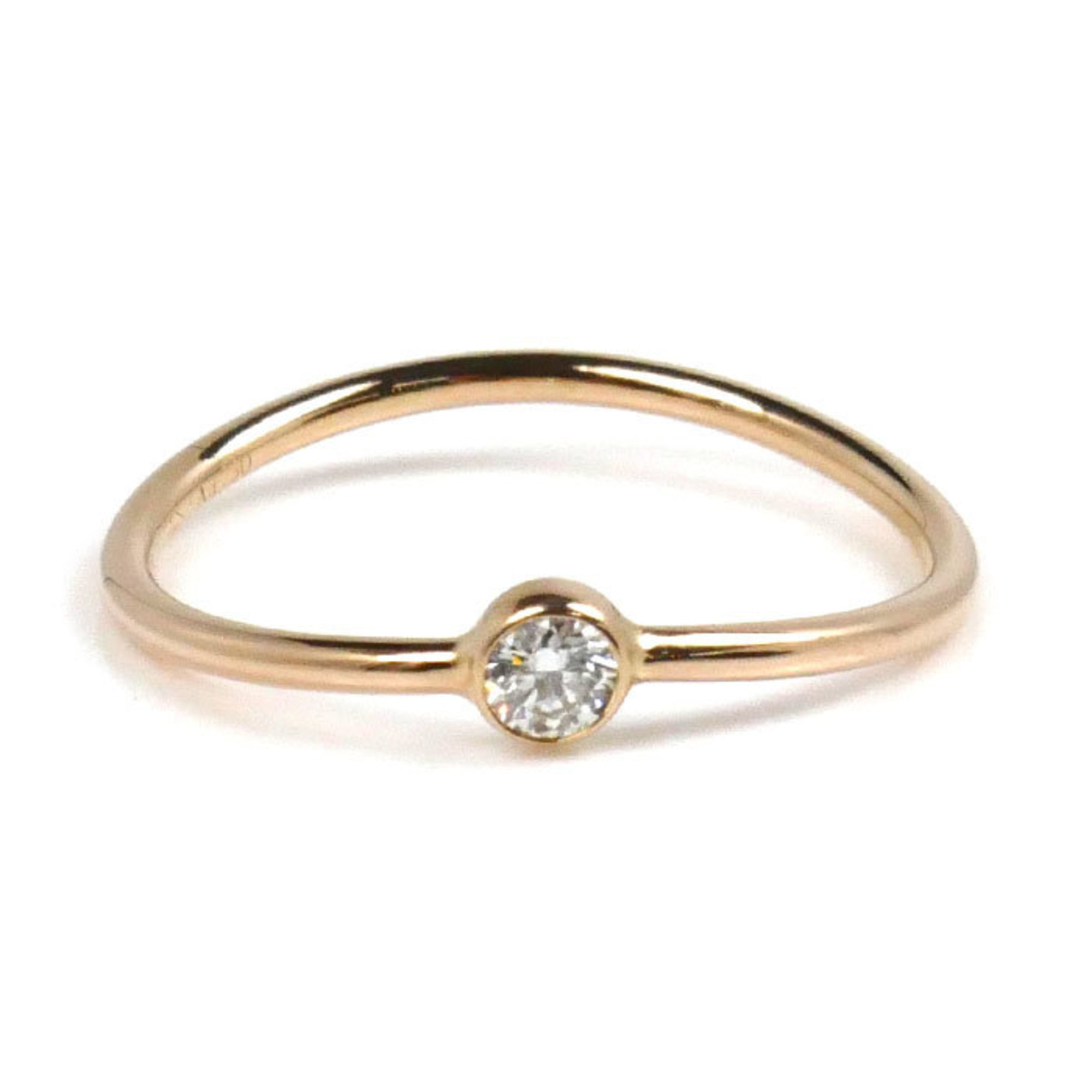 TIFFANY&Co. Tiffany K18PG Pink Gold Wave Single Row Diamond Ring, Diamond, Size 8.5, 0.9g, Women's