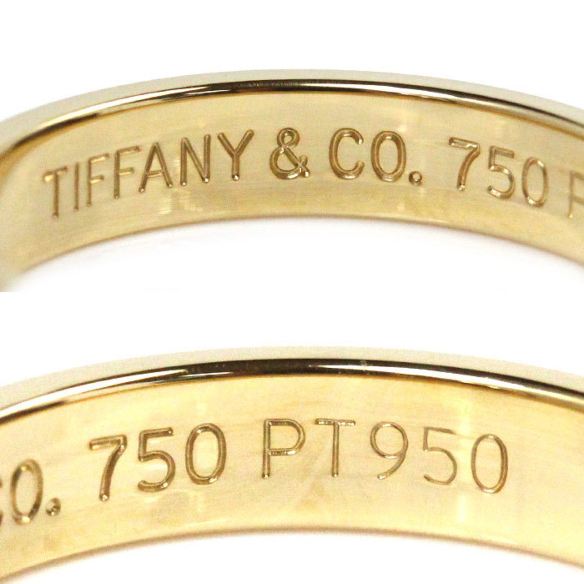 TIFFANY&Co. Tiffany K18YG Yellow Gold Pt950 Platinum Milgrain Ring 60000356 Size 9 5.3g Women's