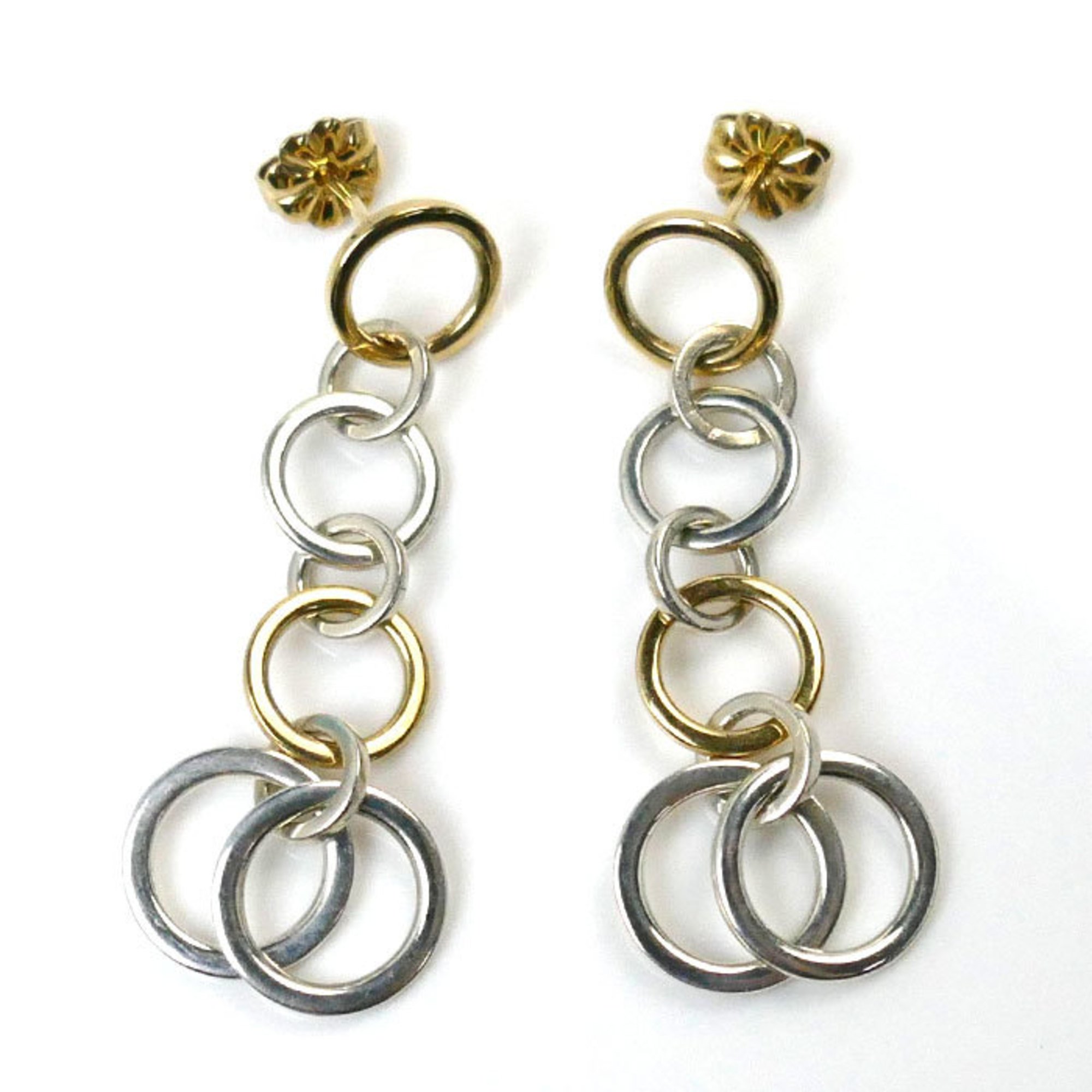 TIFFANY&Co. Tiffany K18YG Yellow Gold Silver 925 Multi Circle Earrings 6.0g for Women