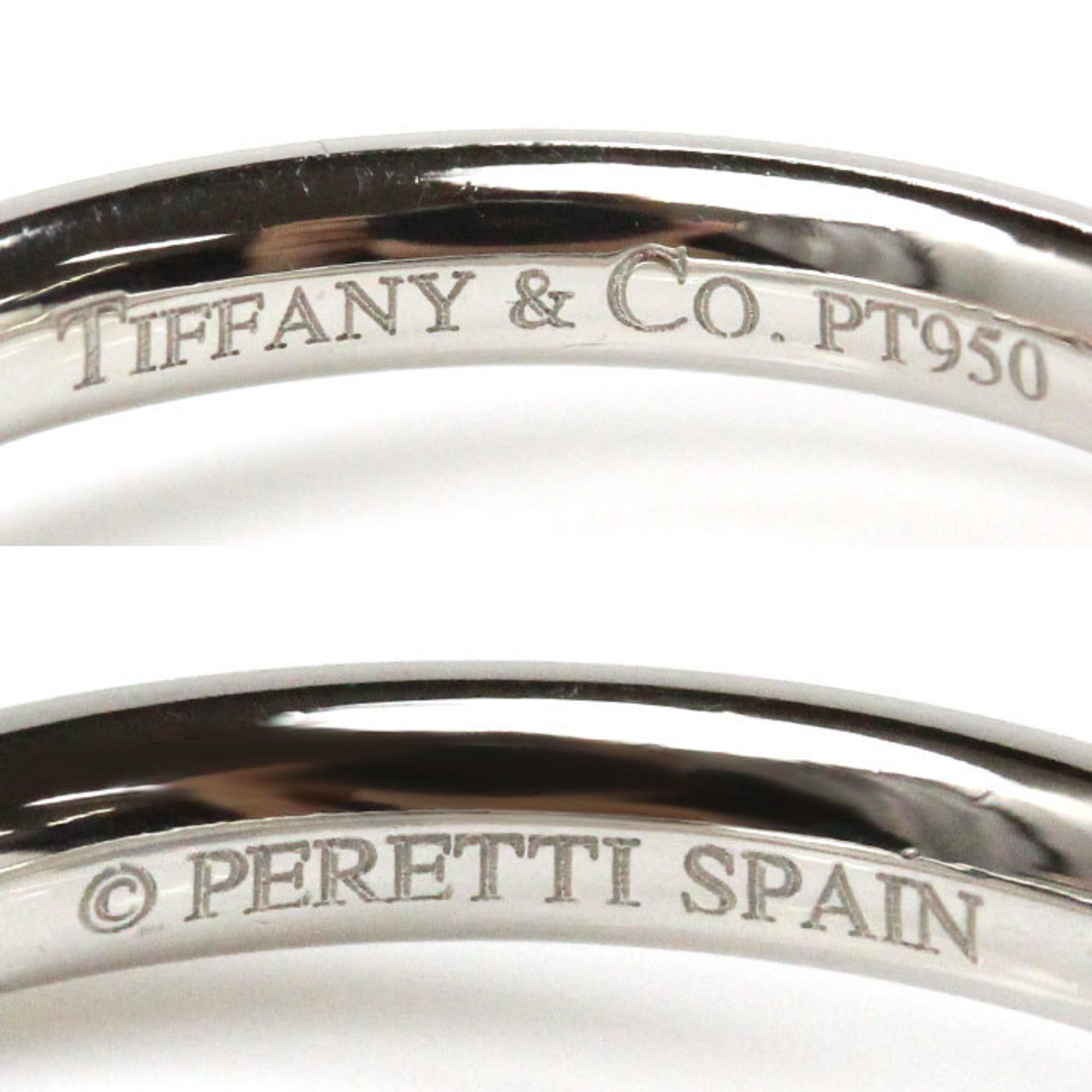 TIFFANY&Co. Tiffany Pt950 Platinum Curved Band Ring 60016939 Diamond Size 9 3.7g Women's