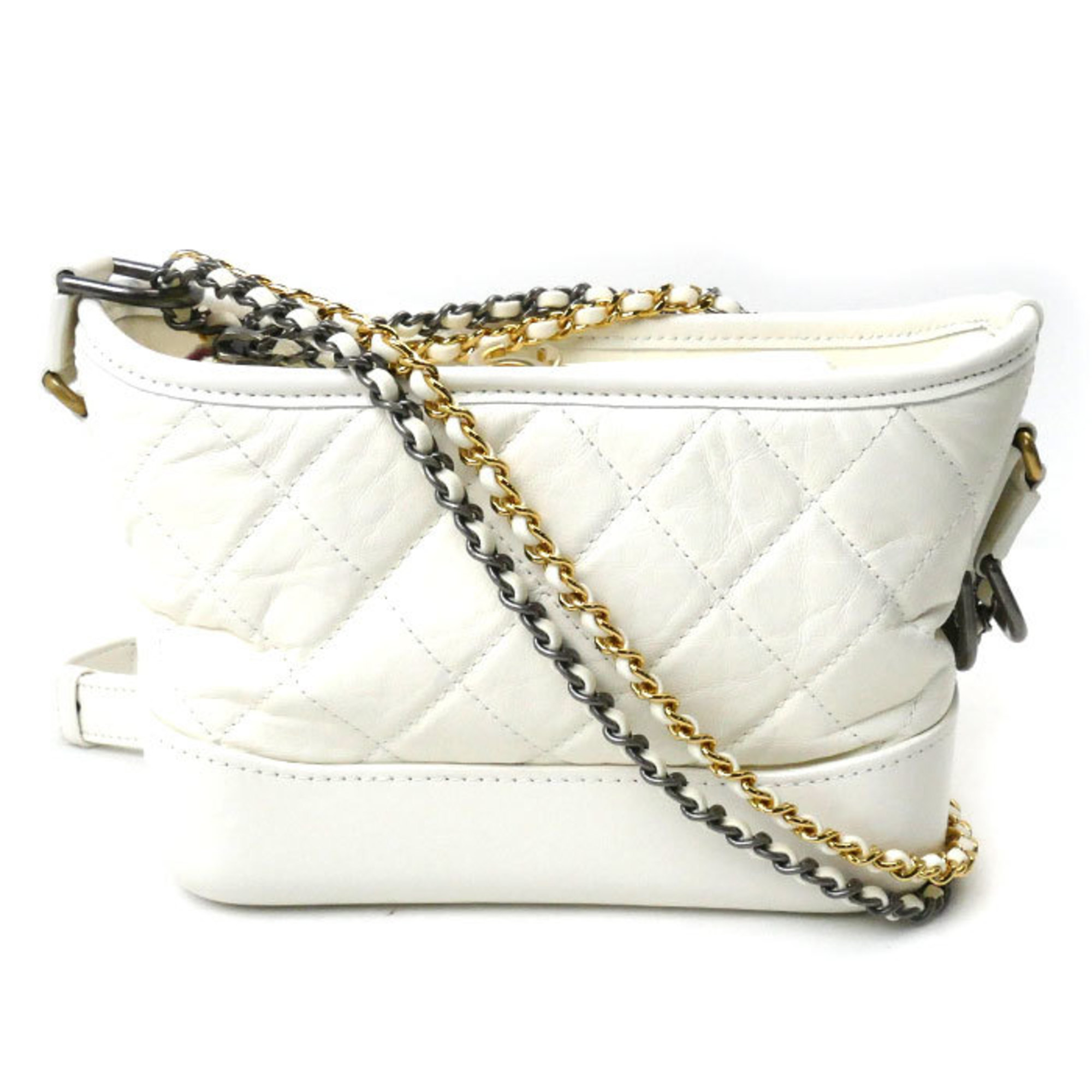 CHANEL Gabrielle de Chanel Small Hobo Shoulder Bag White A91810 Women's