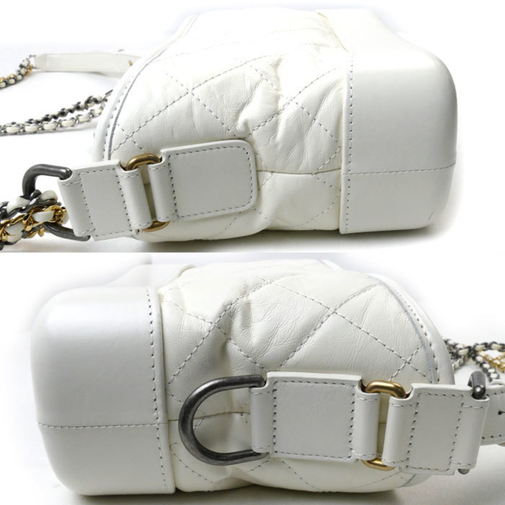 CHANEL Gabrielle de Chanel Small Hobo Shoulder Bag White A91810 Women's