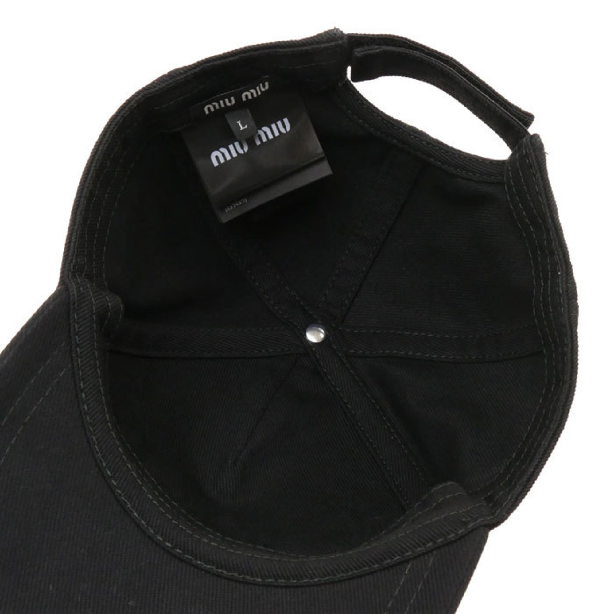 MIUMIU Miu Baseball Cap Embroidered Black 5HC179 2DXI L Women's