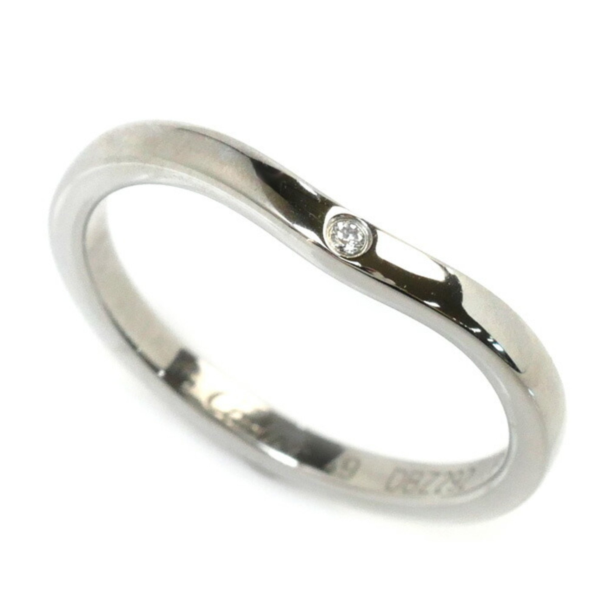 CARTIER Pt950 Platinum Ballerina Curve Wedding 3P Diamond Ring B4092949 Size 9 49 2.9g Women's