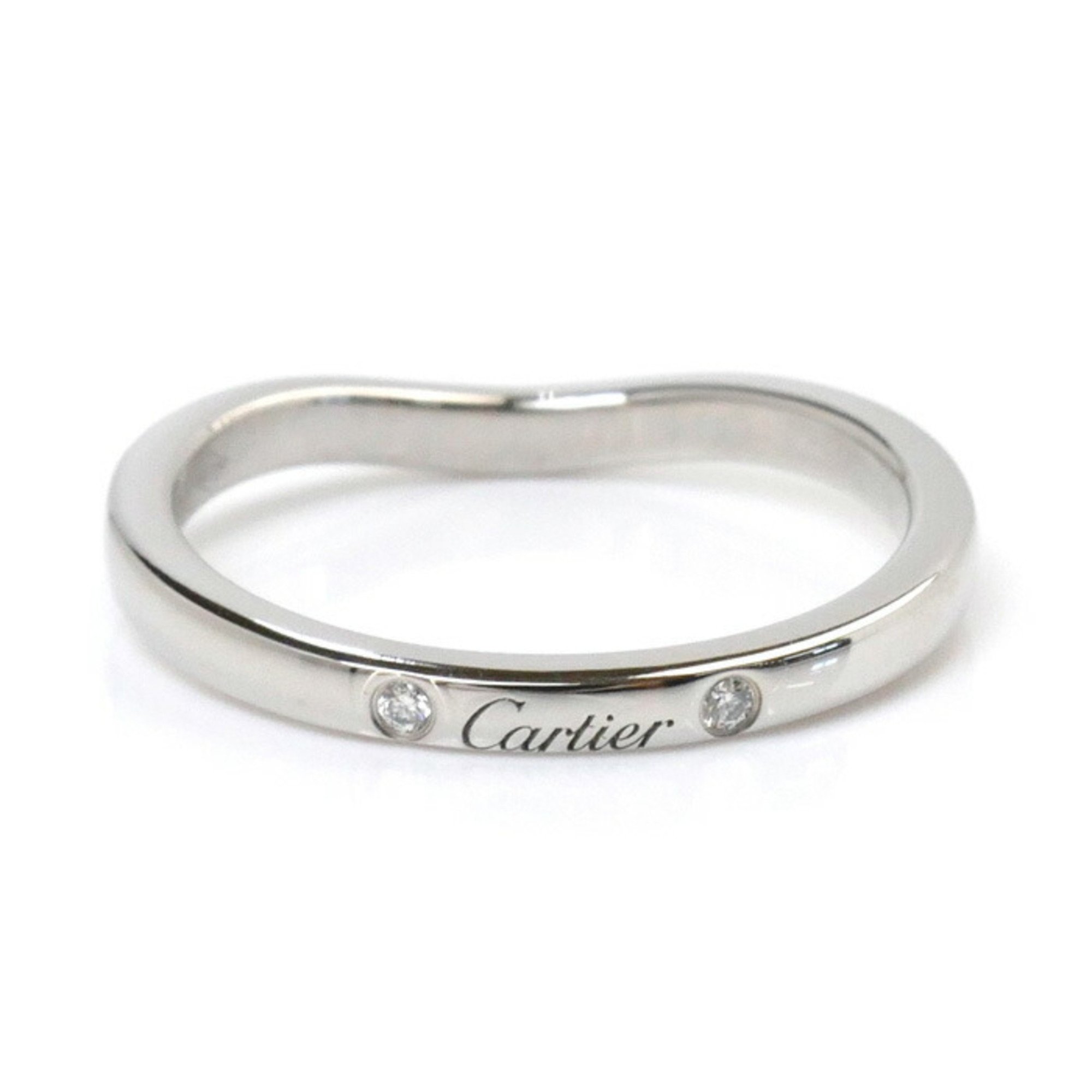 CARTIER Pt950 Platinum Ballerina Curve Wedding 3P Diamond Ring B4092949 Size 9 49 2.9g Women's