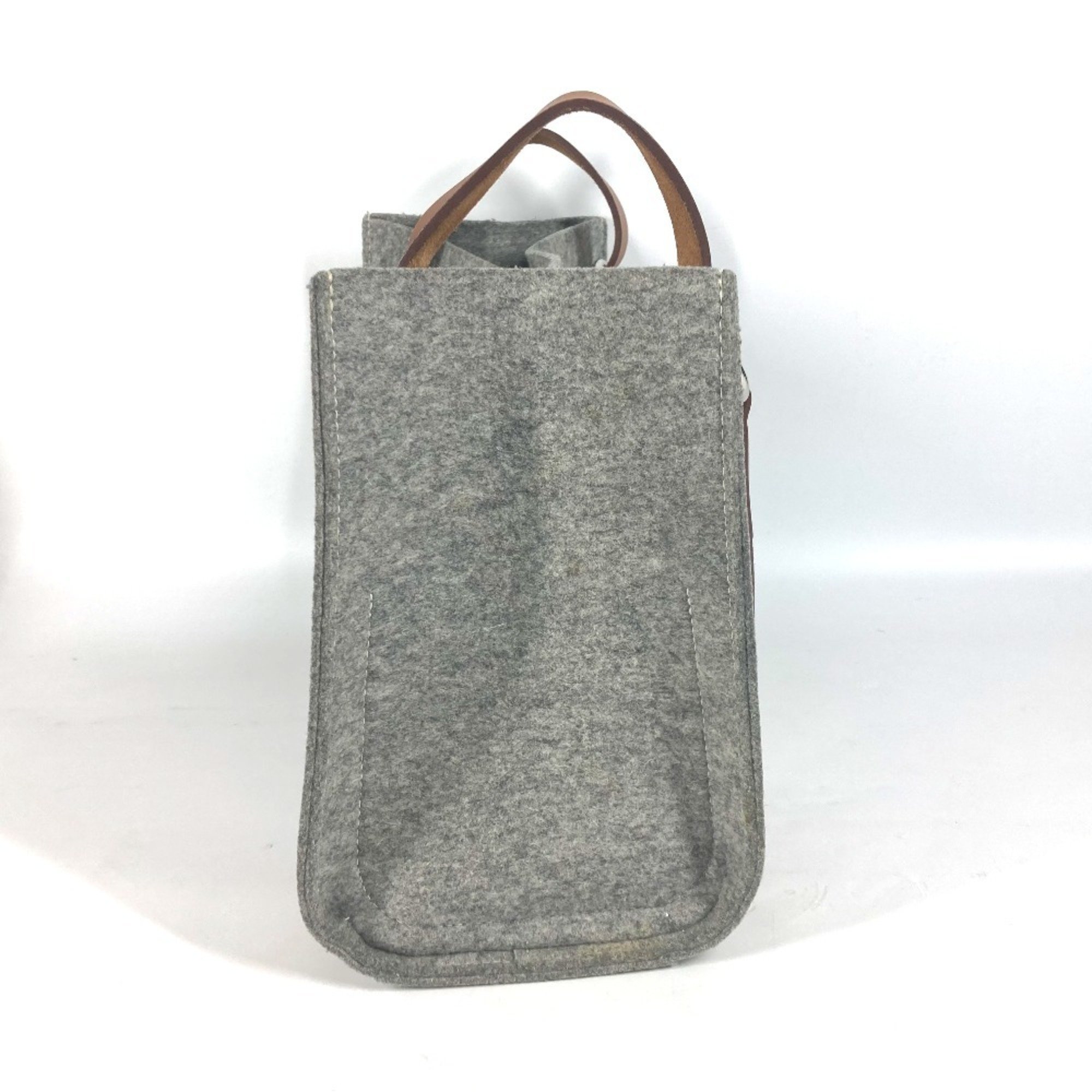 HERMES Cavallic Tote Bag Shoulder Felt Leather Women's Grey