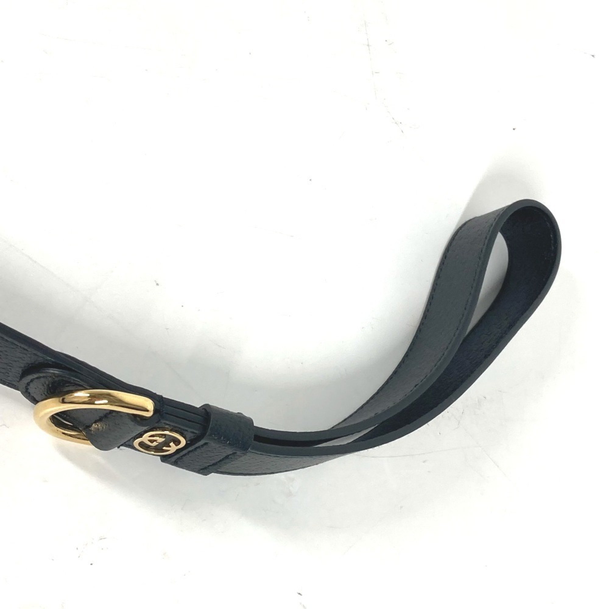 GUCCI 695257 Interlocking G Decor Large Pet Lead Dog Puppy Supplies Leather Men Women Black