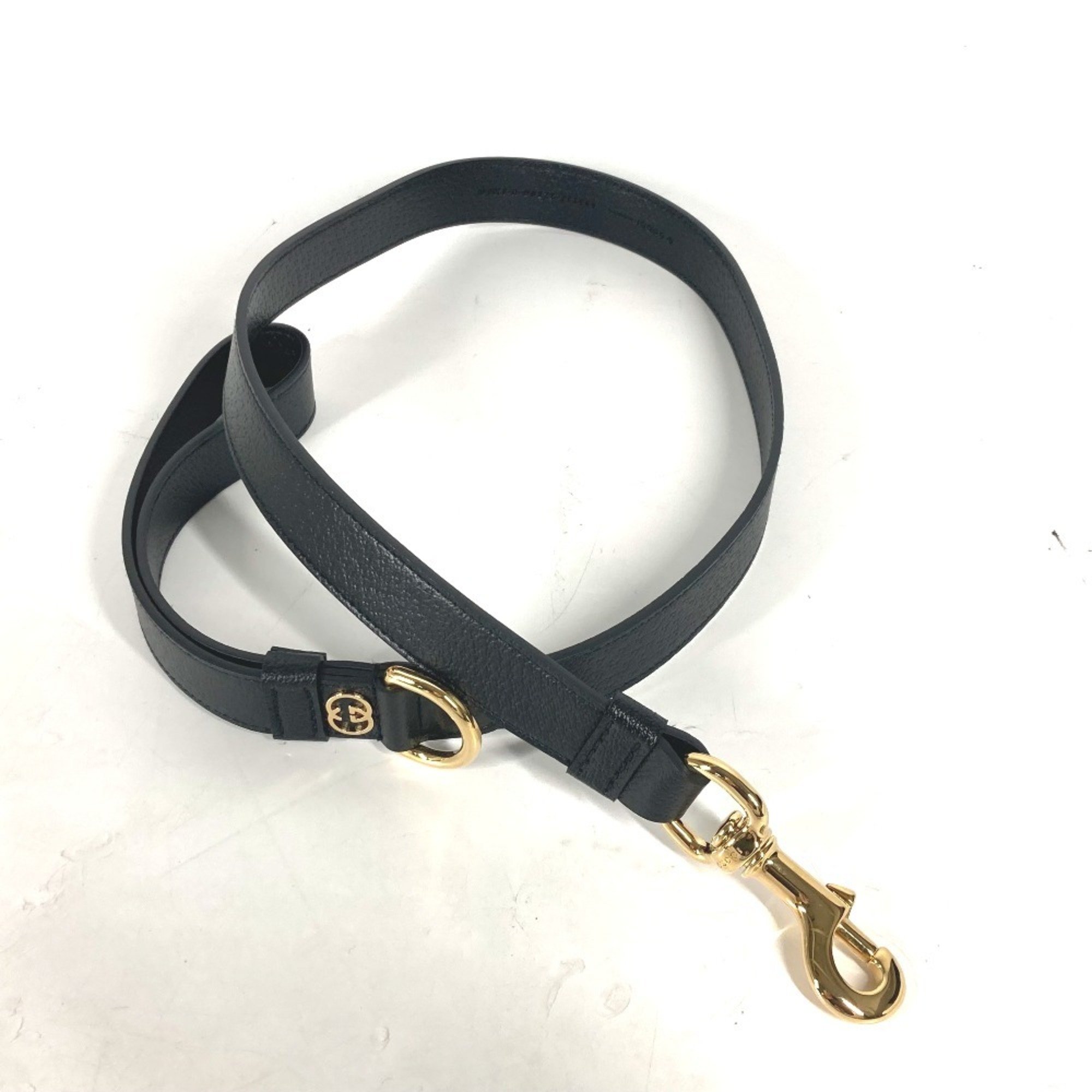 GUCCI 695257 Interlocking G Decor Large Pet Lead Dog Puppy Supplies Leather Men Women Black