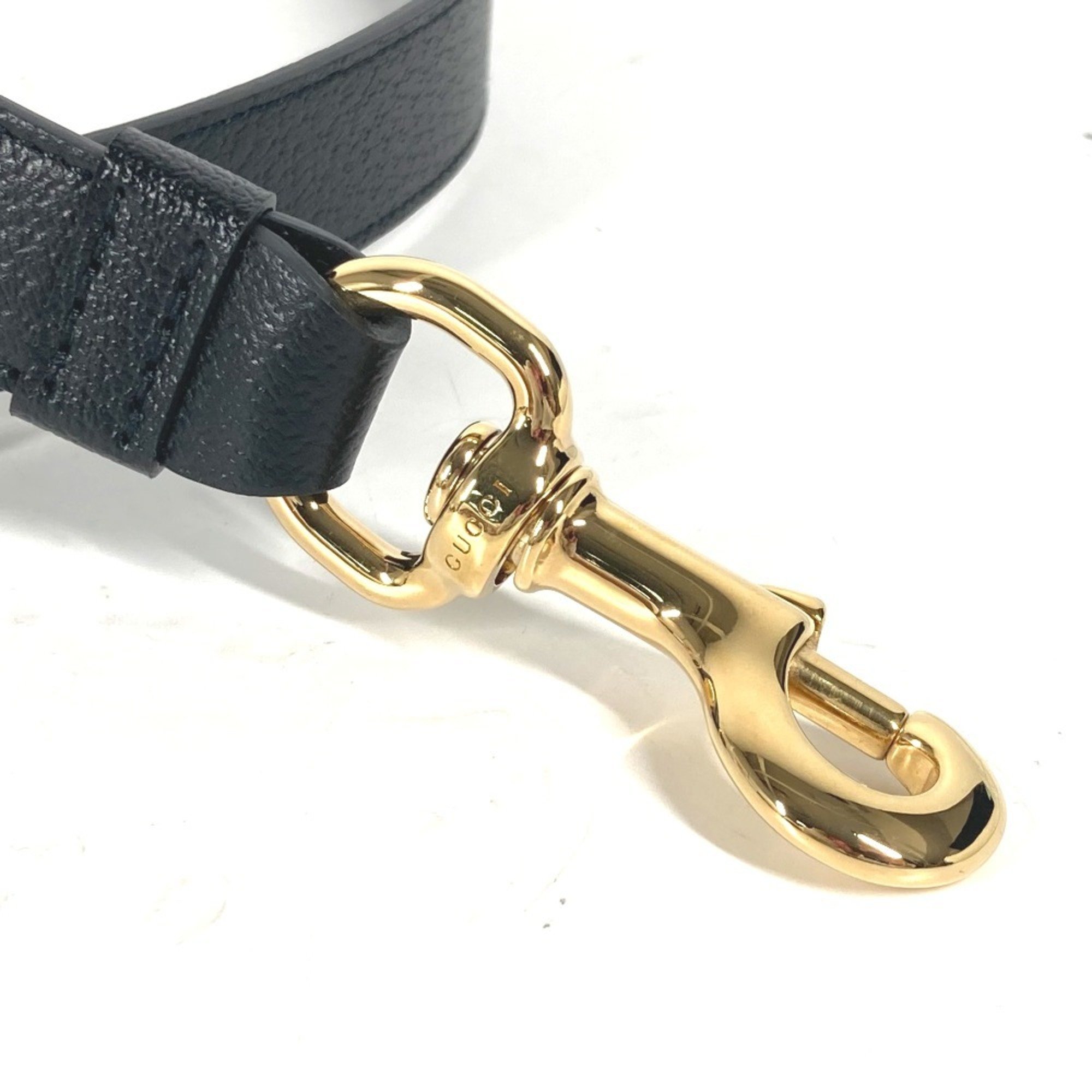 GUCCI 695257 Interlocking G Decor Large Pet Lead Dog Puppy Supplies Leather Men Women Black