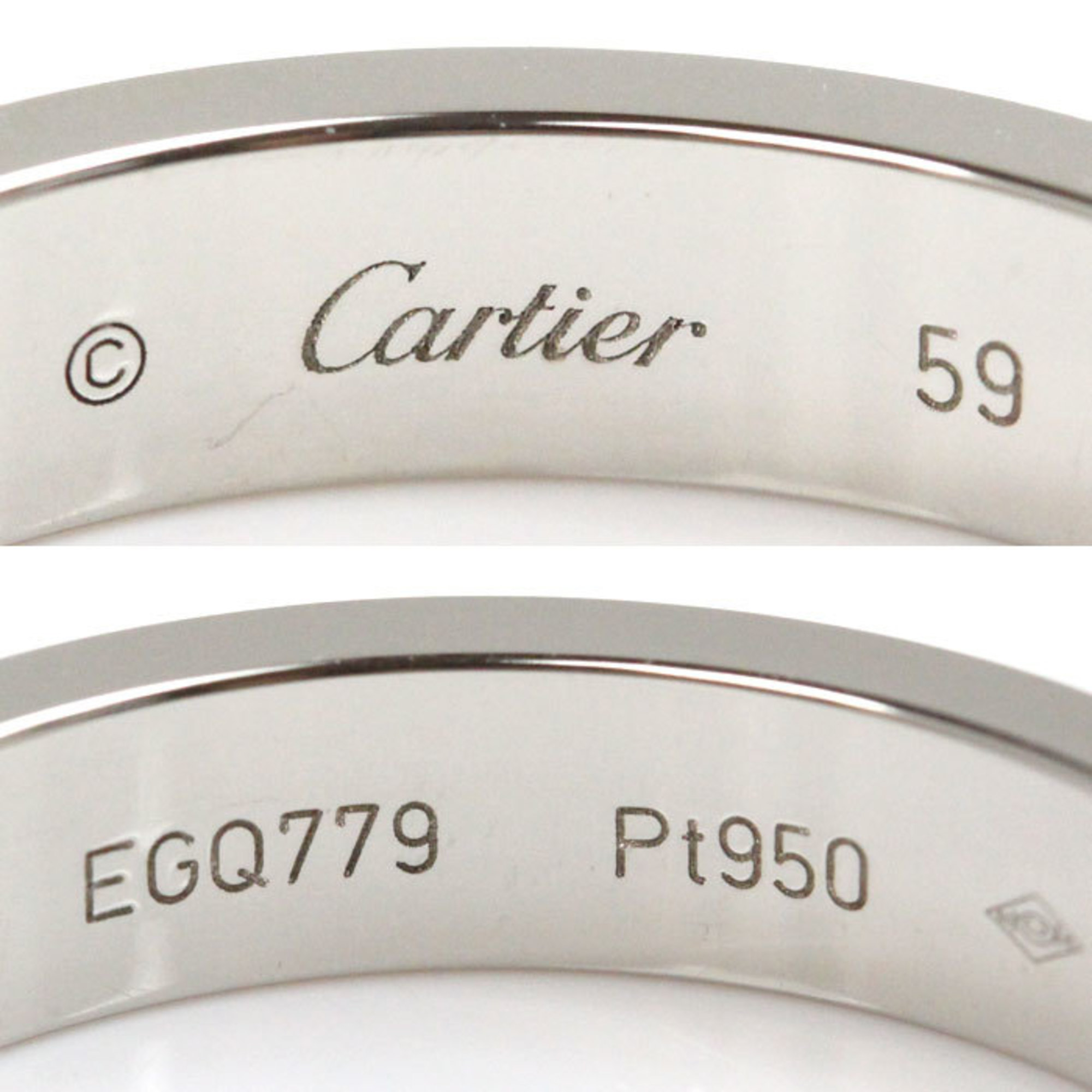 CARTIER Pt950 Platinum Engraved 1P Ring B4098259 Diamond Size 18 59 7.8g Men's