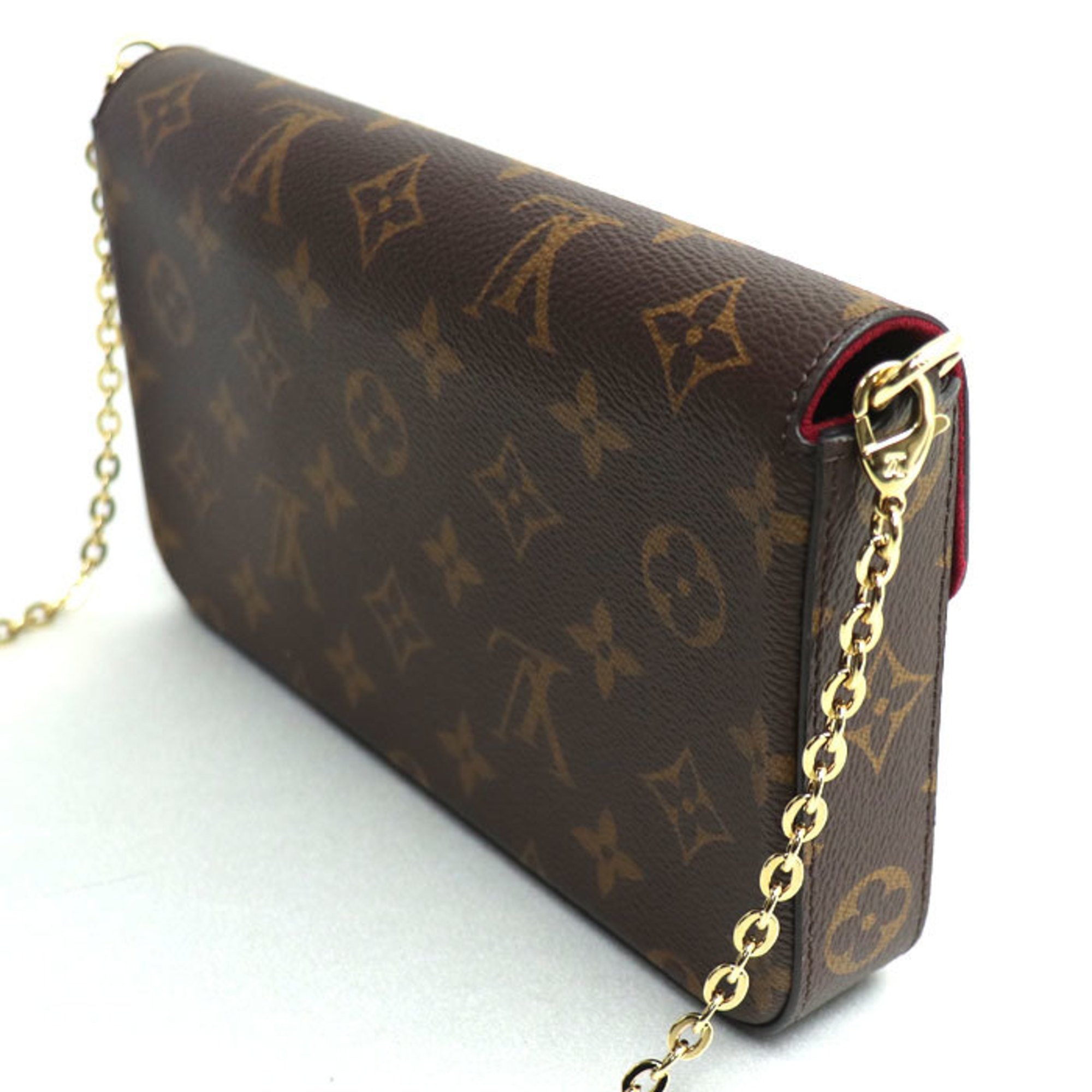 LOUIS VUITTON Louis Vuitton Pochette Felicie Shoulder Bag Monogram Brown Fuchsia M81896 Women's