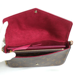 LOUIS VUITTON Louis Vuitton Pochette Felicie Shoulder Bag Monogram Brown Fuchsia M81896 Women's