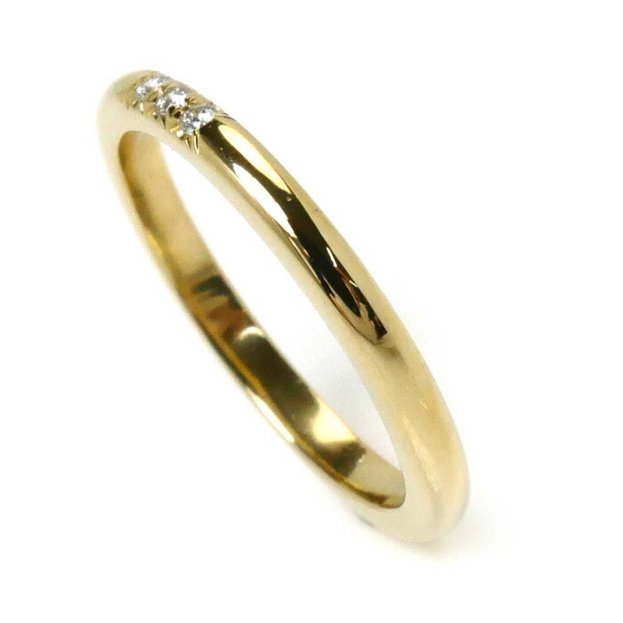 TIFFANY&Co. Tiffany K18YG Yellow Gold Classic Band 3P Diamond Ring 61001522 Size 8 2.4g Women's